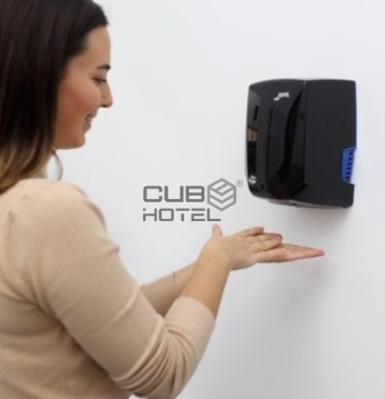 Secador Mãos Preto Brilho ABS Compacto Filtro Hepa 800W